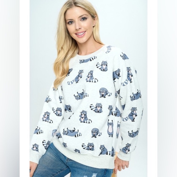 π¦ Raccoon Print Pullover Sweater Sweatshirt - Picture 6 of 11